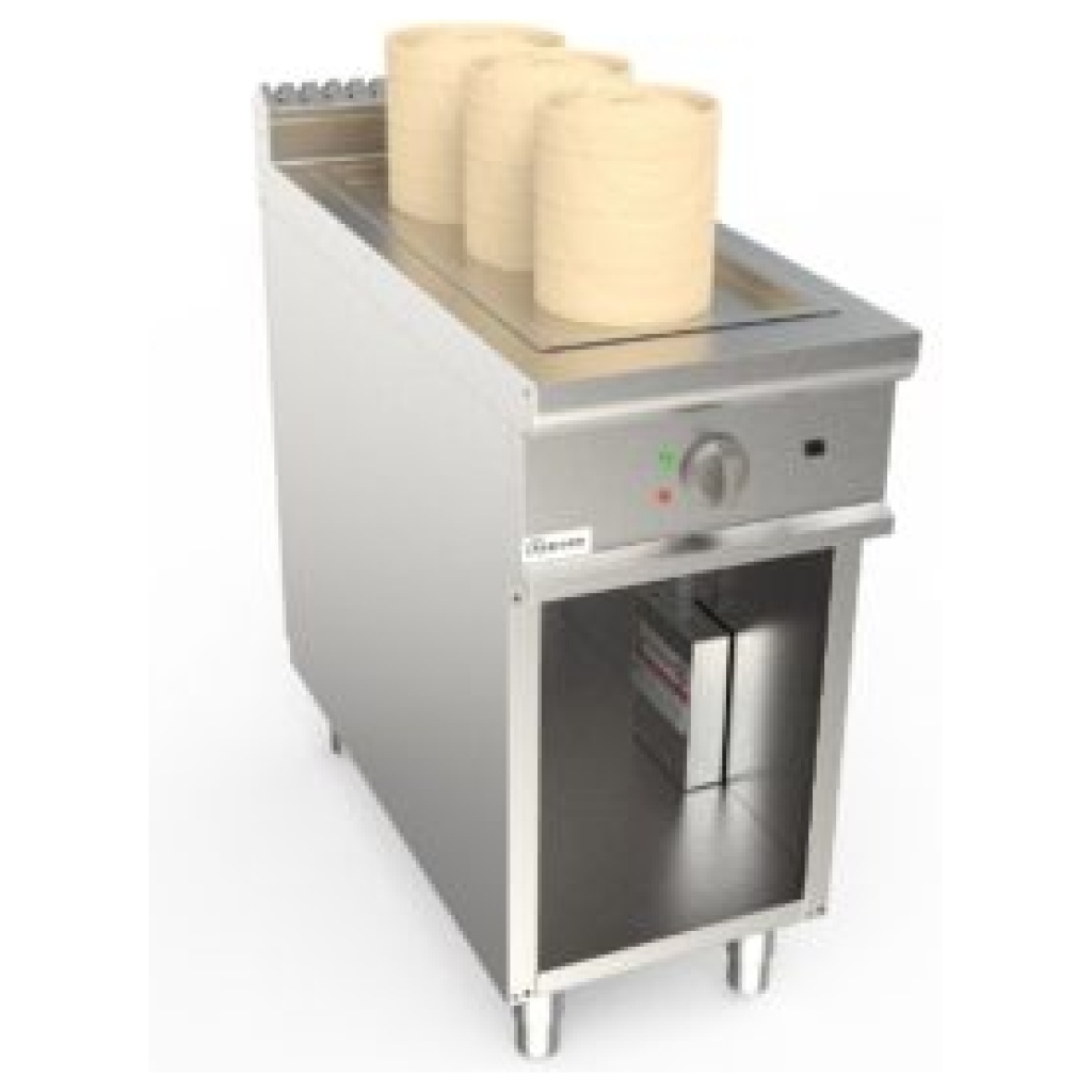Napařovací zařízení elektrické, 38l, 6,0kW 400V, pro GN 1/1 + 1/3, šířka 400mm, skříňový modul otevřený