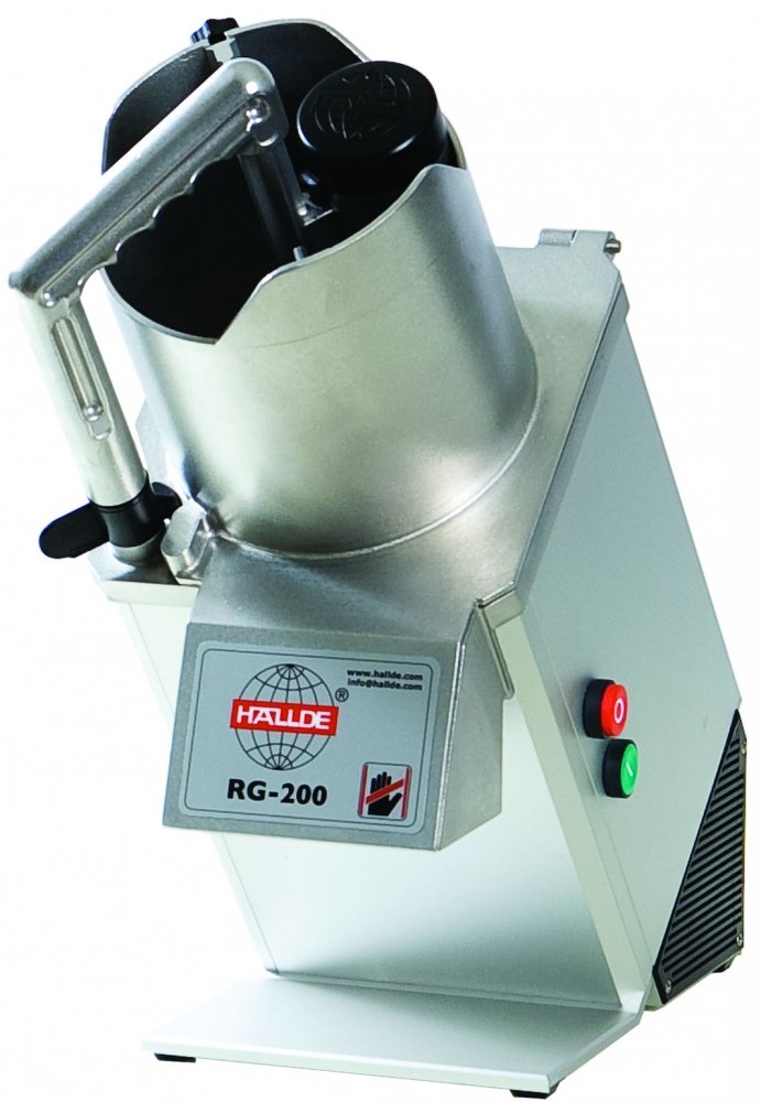 Krouhač zeleniny HALLDE RG-200 / 230V 50Hz, celokovový stroj s kulatým plnícím otvorem až na 700 porcí denně