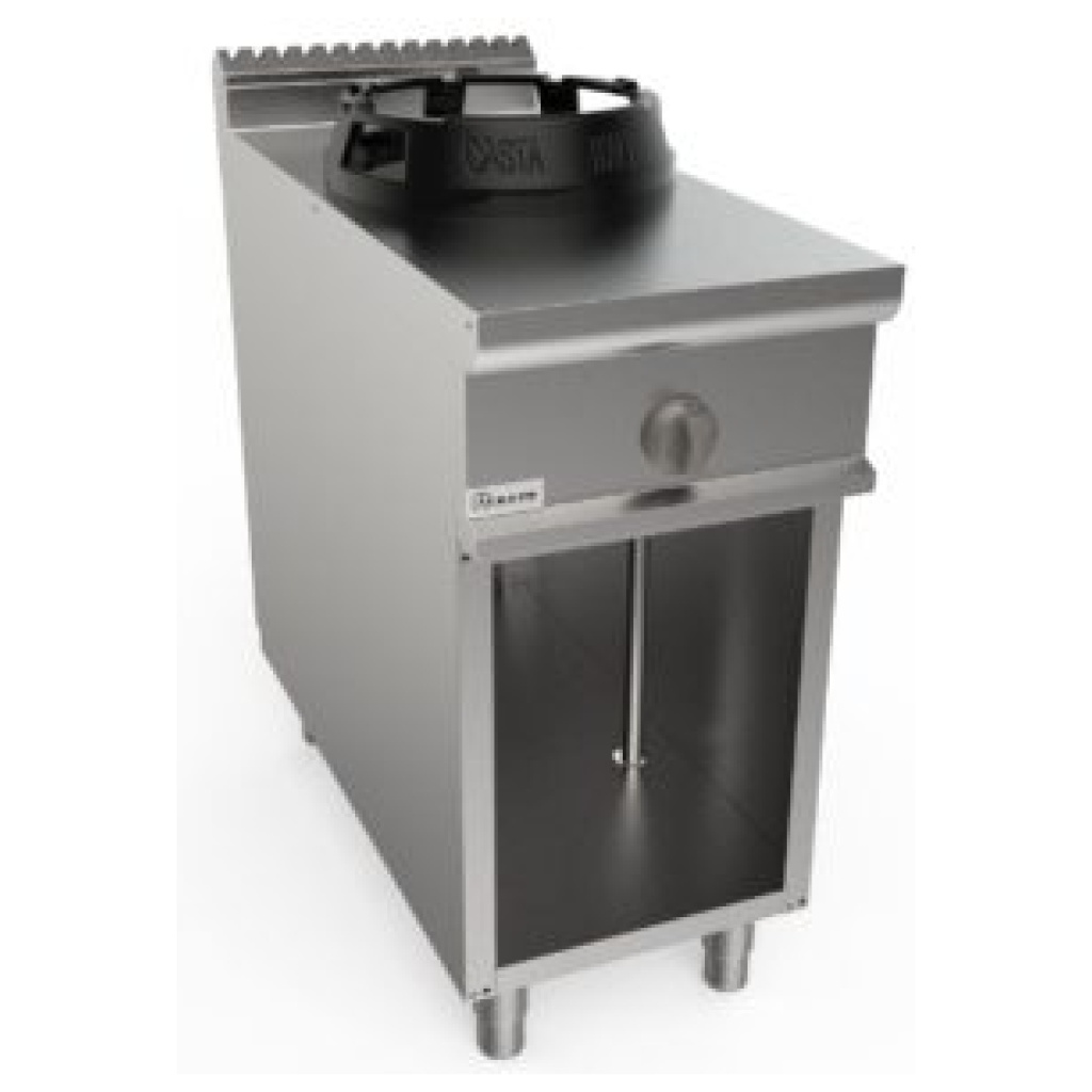 Sporák čínský plynový, 1 hořák WOK - 14,0 kW, šířka 400mm, skříňový modul otevřený