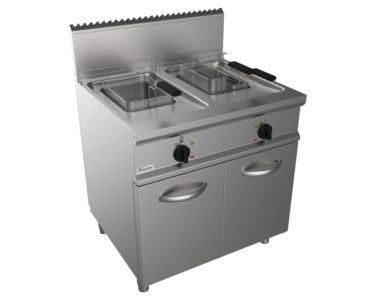 Fritéza plynová, nepřímý ohřev, 13l+13l, 24,0kW, šířka 800mm, skříňový modul uzavřený