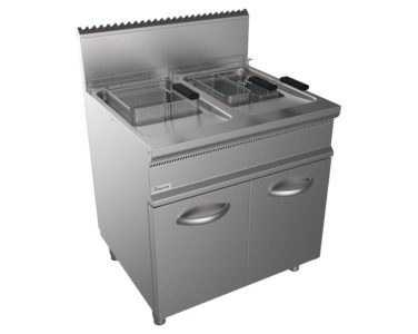Fritéza plynová, přímý ohřev, 17l+17l, 33,0kW, šířka 800mm, skříňový modul uzavřený