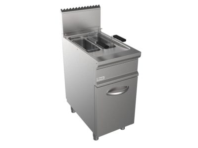 Fritéza plynová, přímý ohřev, 8l+8l, 11,6kW, šířka 400mm, skříňový modul uzavřený