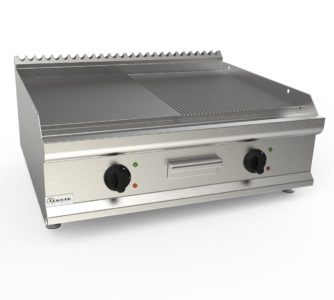 Grilovací deska elektrická, 10,8kW 400V, kombinovaná pracovní plocha – nerezová, šířka 800mm, horní modul