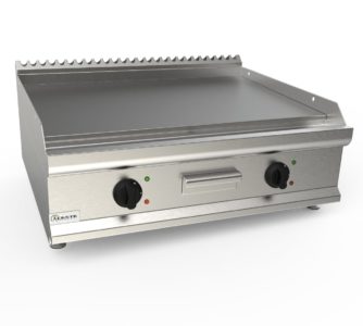 Grilovací deska elektrická, 10,8kW 400V, hladká pracovní plocha – nerezová, šířka 800mm, horní modul