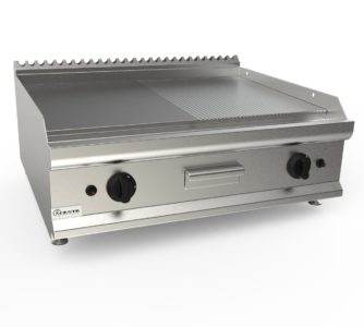Grilovací deska plynová, 12,0kW, kombinovaná pracovní plocha – nerezová, šířka 800mm, horní  modul