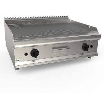 Grilovací deska plynová, 12,0kW, rýhovana pracovní plocha – nerezová, šířka 800mm, horní modul