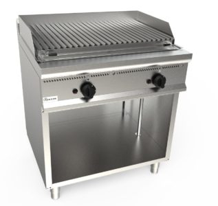 Lávový gril plynový, 16,0kW, na 10kg lávových kamenů, šířka 800mm, skříňový modul otevřený