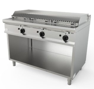 Lávový gril plynový, 24,0kW, na 18kg lávových kamenů, šířka 1200mm, skříňový modul otevřený