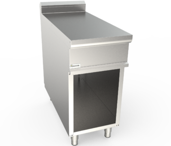 Neutrální pracovní plocha hladká, šířka 350 mm, skříňový modul otevřený