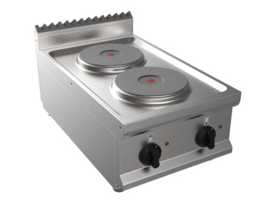 Sporák elektrický, 2 plotýnky – 2×2,6kW 400V, šířka 400mm, horní modul