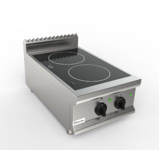 Sporák elektrický indukční, 2 varné zóny – 2×3,5kW 400V, šířka 400mm, horní modul