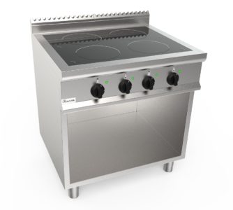 Sporák elektrický indukční, 4 varné zóny – 4×3,5kW 400V, šířka 400mm, skříňový modul otevřený