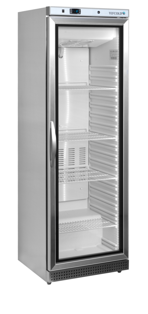 Mrazicí skříň prosklené dveře, nerez TEFCOLD UF 400 VSG