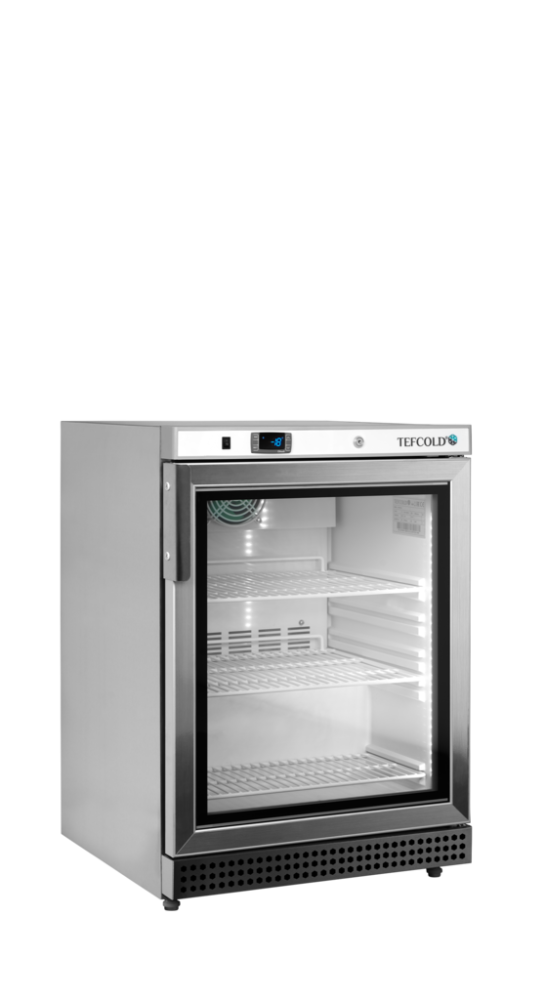 Mrazicí skříň prosklené dveře, nerez TEFCOLD UF 200 VSG