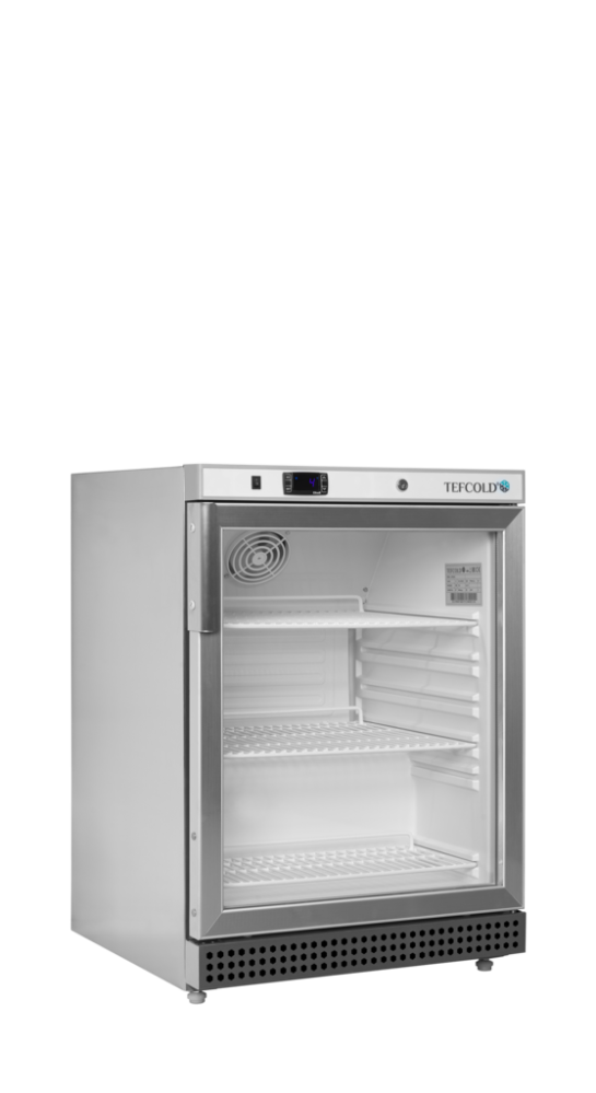 Chladicí skříň prosklené dveře, nerez opláštění TEFCOLD UR 200 SG