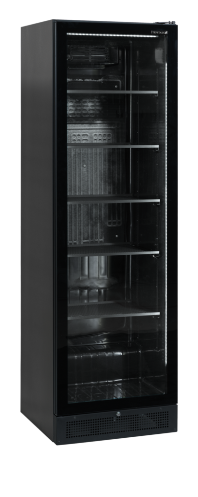 Chladicí skříň prosklené dveře, černá TEFCOLD SCU 1425 FRAMELESS