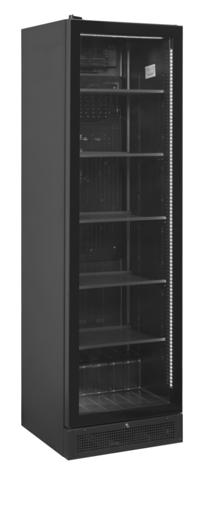 Chladicí skříň prosklené dveře levé, černá TEFCOLD SCU 1425 FRAMELESS L/H