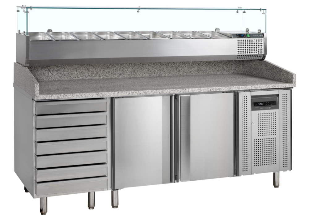 Chladicí pizza stůl s nástavbou TEFCOLD PT 1310 + VK38-200