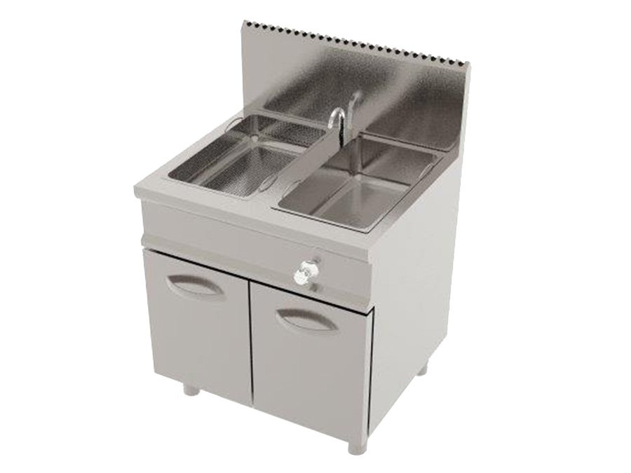 Vařič těstovin elektrický FASTPASTA, 2x 28l, 15,6kW 400V, 4x koš 1/6 + 4x 1/6, šířka 1200mm, skříňový modul uzavřený