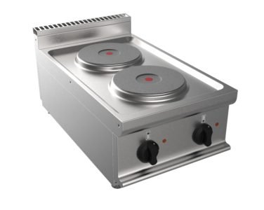 Sporák elektrický, 2 plotýnky – 2×2,6kW 400V, šířka 400mm, horní modul