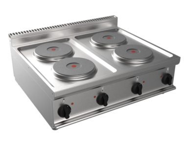 Sporák elektrický, 4 plotýnky – 4×2,6kW 400V, šířka 800mm, horní modul