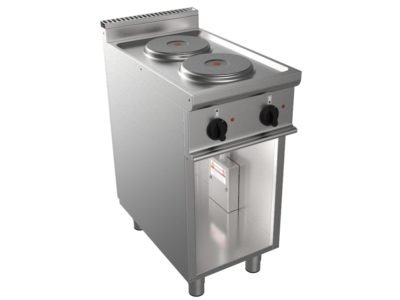 Sporák elektrický, 2 plotýnky – 2×2,6kW 400V, šířka 400mm, skříňový modul otevřený