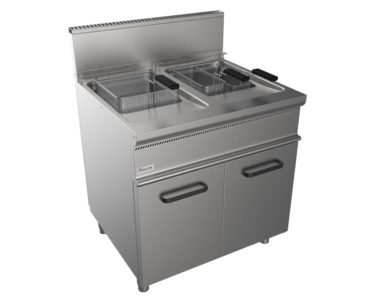 Fritéza plynová, přímý ohřev, 17l+17l, 33,0kW, šířka 800mm, skříňový modul uzavřený