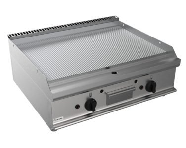 Grilovací deska plynová, 12,0kW, rýhovana pracovní plocha – nerezová, šířka 700mm, horní modul