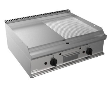 Grilovací deska plynová, 12,0kW, kombinovaná pracovní plocha - nerezová, šířka 700mm, horní modul