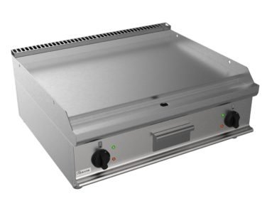 Grilovací deska elektrická, 10,8kW 400V, hladká pracovní plocha – nerezová, šířka 800mm, horní modul