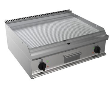 Grilovací deska elektrická, 10,8kW 400V, rýhovana pracovní plocha – ocelová, šířka 700mm, horní modul