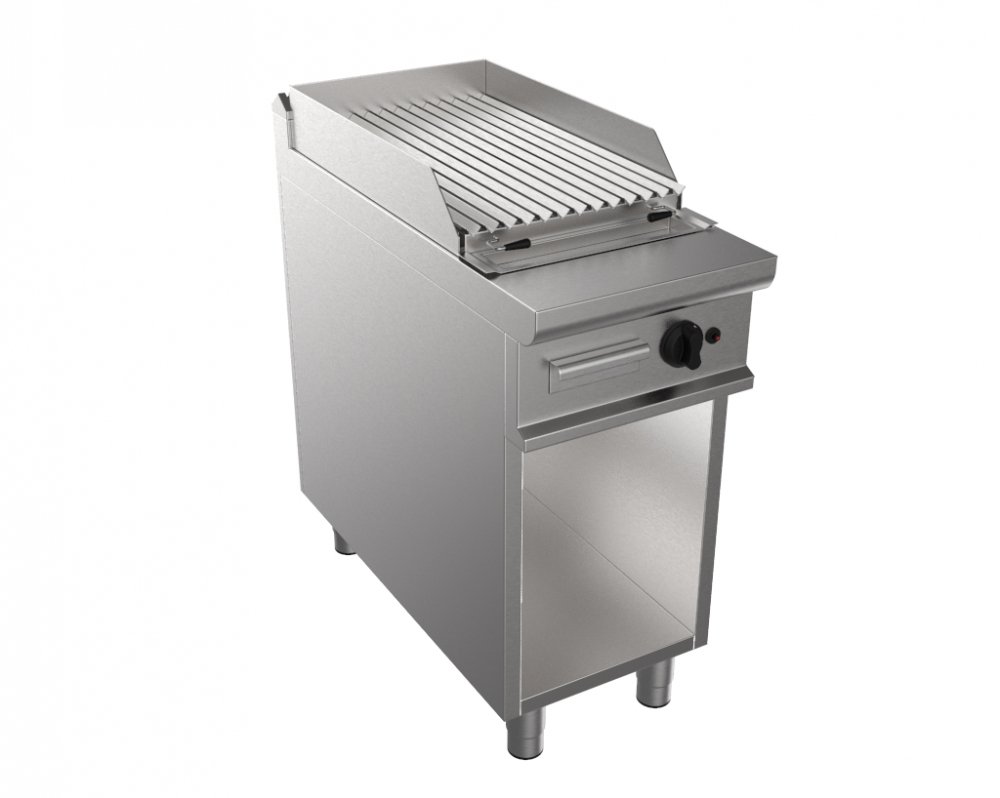 Lávový gril plynový, 8,0kW, na 5kg lávových kamenů, šířka 400mm, skříňový modul otevřený