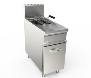 Fritéza plynová, přímý ohřev, 8l+8l, 11,6kW, šířka 400mm, skříňový modul uzavřený