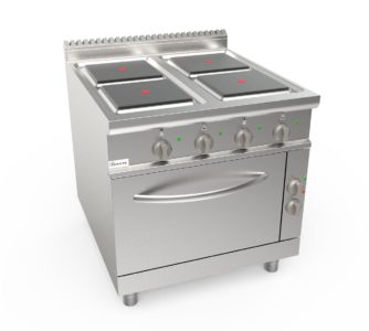 Sporák elektrický, 6 plotýnek - 6x4,0kW 400V, šířka 1200mm, modul s elektrickou troubou 5,48 kW 400V pro GN 2/1