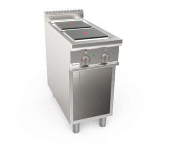 Sporák elektrický, 2 plotýnky - 4,0kW 400V, šířka 400mm, skříňový modul otevřený