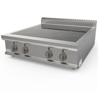 Sporák elektrický sklokeramický, 4 varné zóny - 4x3,0kW 400V, šířka 800mm, horní modul