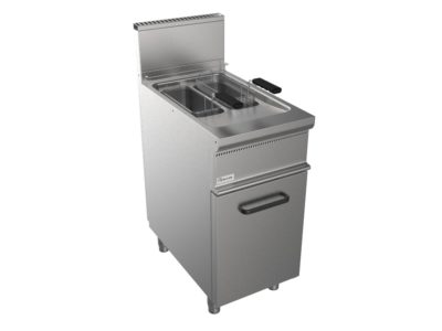Fritéza plynová, přímý ohřev, 8l+8l, 11,6kW, šířka 400mm, skříňový modul uzavřený
