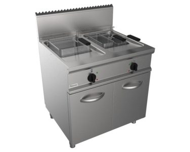 Fritéza plynová, nepřímý ohřev, 17l+17l, 32,0kW, šířka 800mm, skříňový modul uzavřený