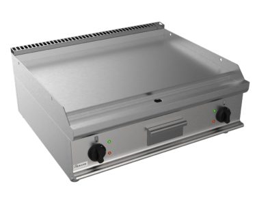 Grilovací deska elektrická, 10,8kW 400V, hladká pracovní plocha – ocelová, šířka 800mm, horní modul