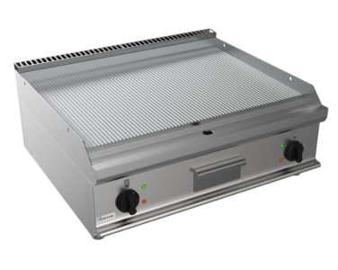 Grilovací deska elektrická, 10,8kW 400V, rýhovana pracovní plocha – ocelová, šířka 700mm, horní modul