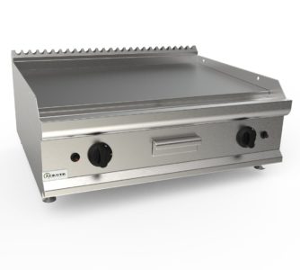 Grilovací deska plynová, 12,0kW, hladká pracovní plocha – nerezová, šířka 800mm, horní modul