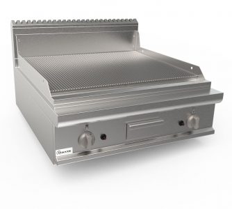Grilovací deska plynová, 13,8kW, rýhovaná pracovní plocha - ocelová, šířka 800mm, horní modul