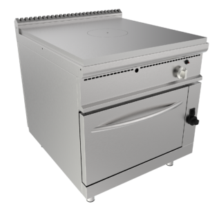Sporák talový, 4 ohřevné zóny - 4x12,0kW, šířka 800mm, modul s plynovou troubou 8,6kW pro GN 2/1
