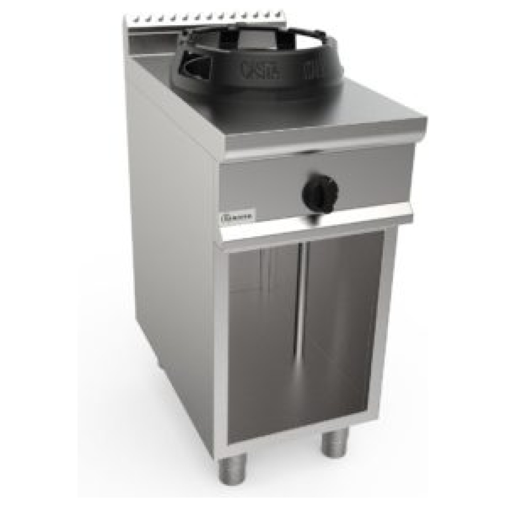 Sporák čínský plynový, 1 hořák WOK - 14,0 kW, šířka 400mm, skříňový modul otevřený