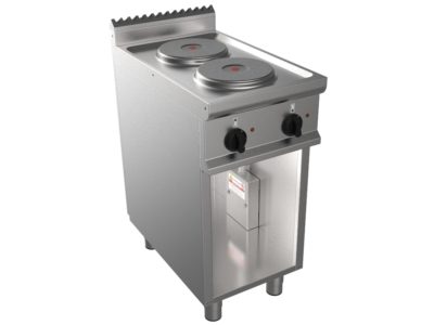Sporák elektrický, 2 plotýnky – 2×2,6kW 400V, šířka 400mm, skříňový modul otevřený