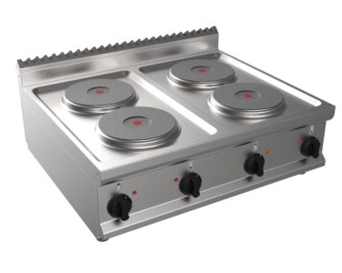 Sporák elektrický, 4 plotýnky – 4×2,6kW 400V, šířka 800mm, horní modul