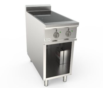 Sporák elektrický indukční, 2 varné zóny - 2x5,0kW 400V, šířka 400mm, skříňový modul otevřený