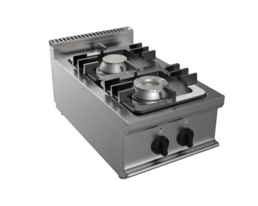 Sporák plynový, 2 hořáky – 2×4,5kW, šířka 400mm, horní modul