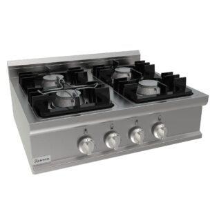 Sporák plynový, 4 hořáky - 2x4,5kW + 2x7,5kW, šířka 800mm, horní modul