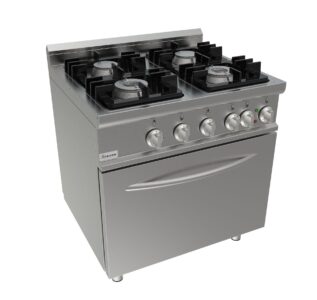 Sporák plynový, 4 hořáky - 4x4,5kW, šířka 800mm, modul s elektrickou troubou 5,48kW 400V pro GN 2/1